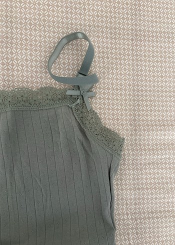 H&M çağla yeşili İnce Askılı Fitted Kadın bluz