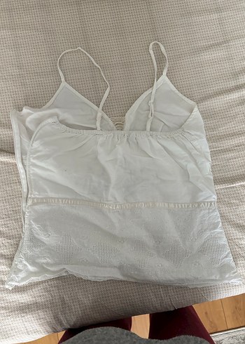 Zara fistolu işlemeli nakışlı vintage askılı bluz