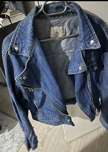 Diğer Düğmeli Mavi Denim Kadın Ceket