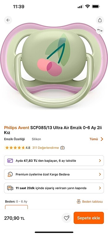Philips avent 0-6 ay emzik