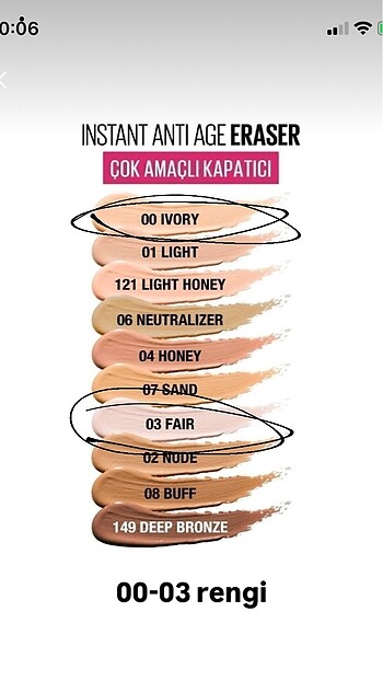 Beden 2 adet maybelline eraser kapatici