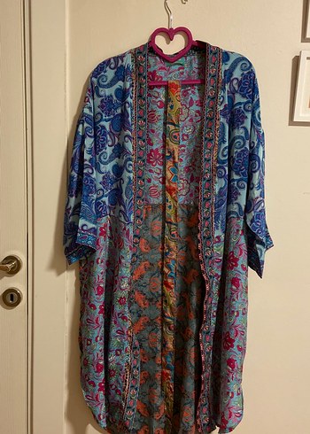 Uzun, bol kesim, çok renkli bohem kimono