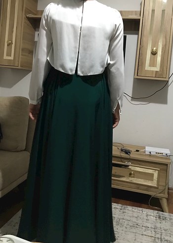 Zara Uzun Yeşil Drapeli Kadın Elbise