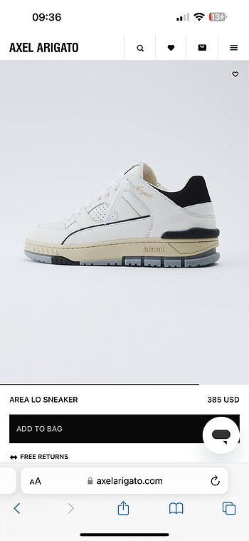 37 Beden beyaz Renk Axel Arigato Area Lo Sneaker