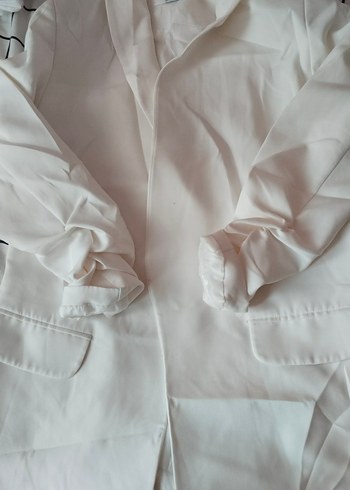 Zara Düğmeli Beyaz Keten Kadın Blazer