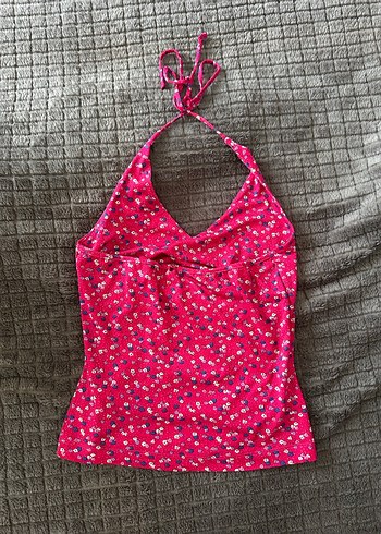 Pembe Desenli Dantelli Bohem Bluz