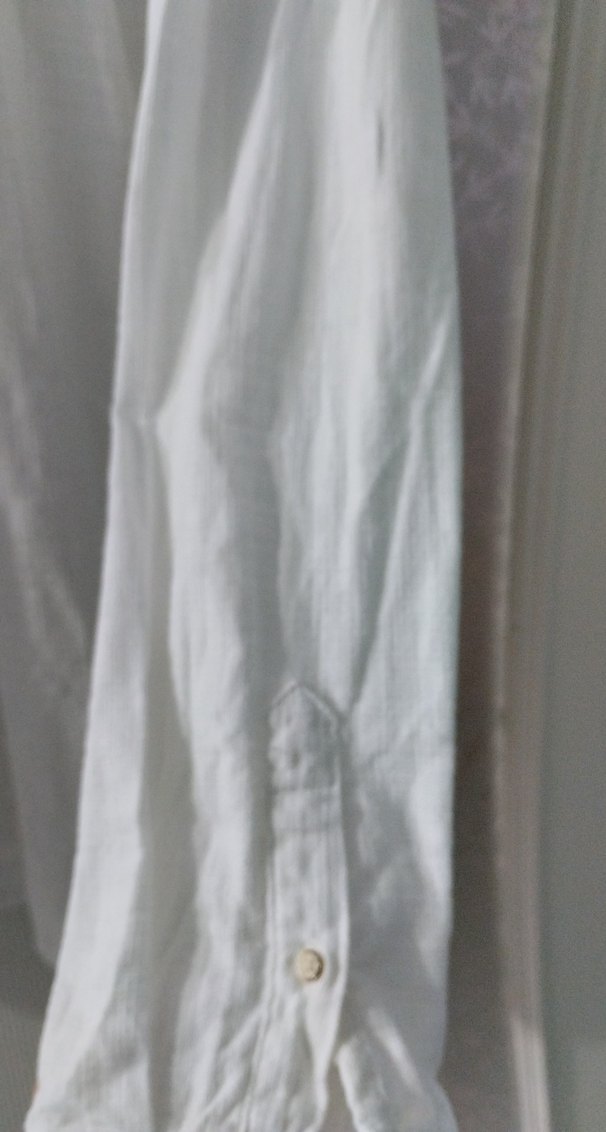 Erkek Beyaz Keten Gömlek - Görsel 3