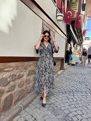 s Beden Yazlık zebra Elbise