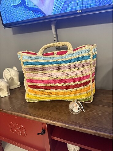 Renkli plaj çantası