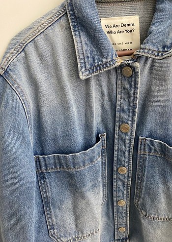 Düğmeli Mavi Kadın Kot Ceket - Görsel 3