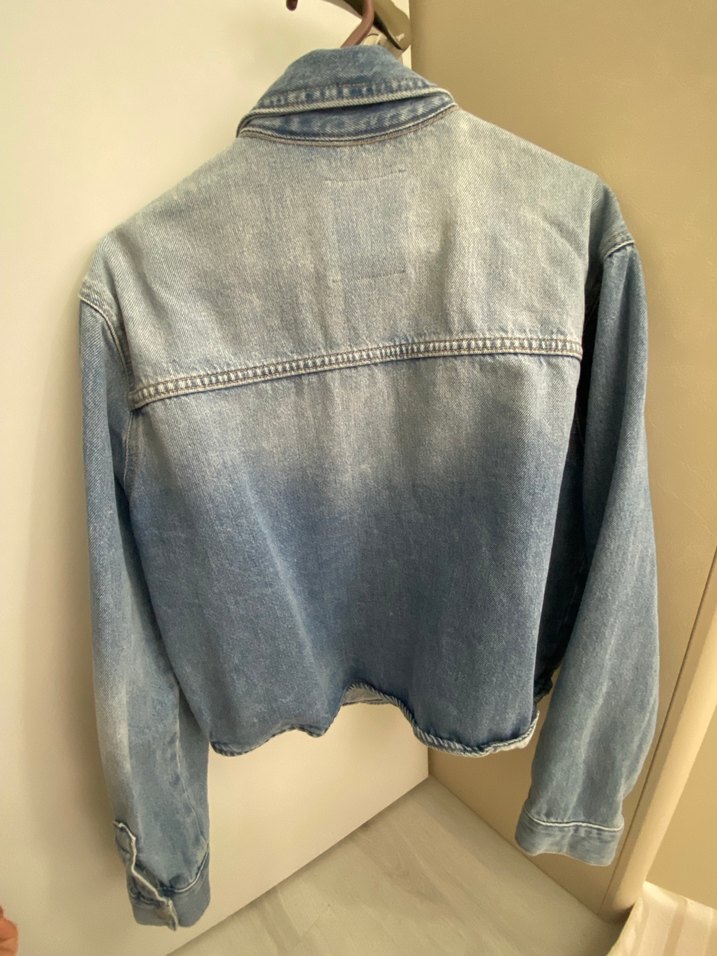 Düğmeli Mavi Kadın Kot Ceket - Görsel 5