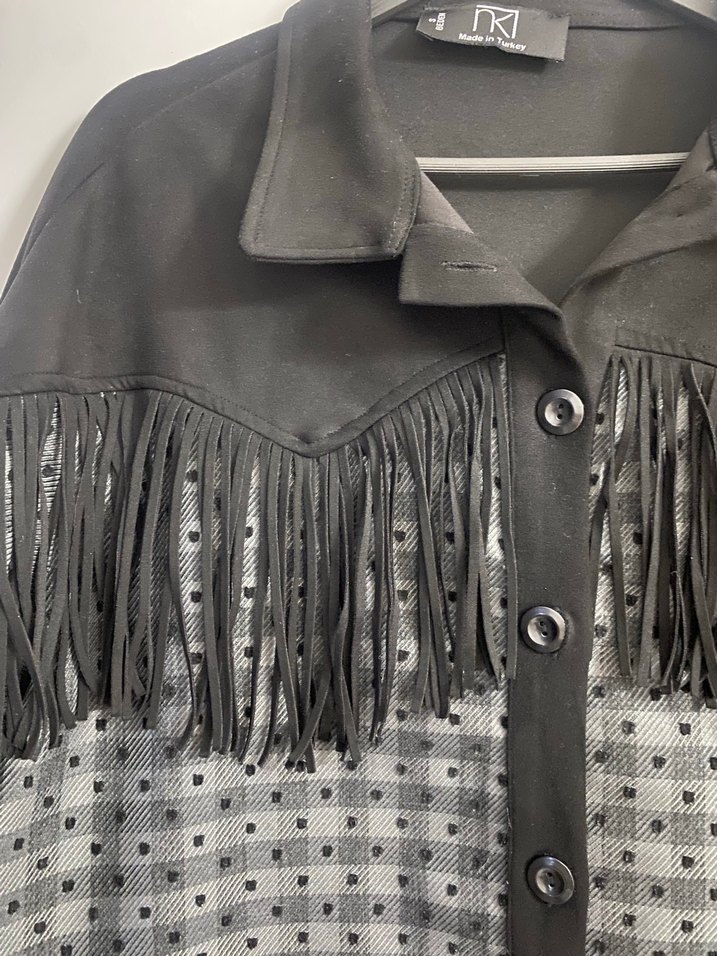 Gri Püsküllü Uzun Kollu Kadın Tunik Pantolon Takımı - Görsel 3