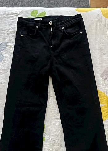 Kadın Siyah Regular Fit Midi Denim Pantolon - Görsel 2