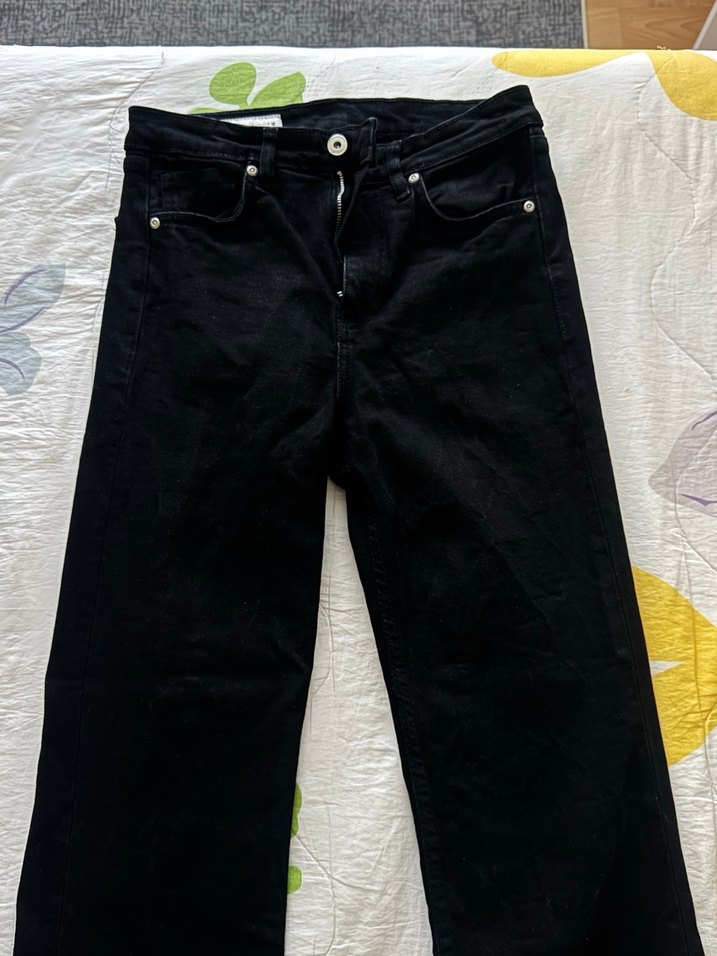 Kadın Siyah Regular Fit Midi Denim Pantolon - Görsel 2
