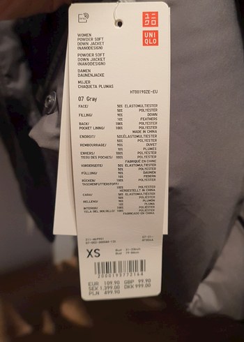 Uniqlo down feather şişme mont gri - Görsel 4