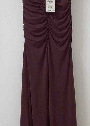 Zara etiketli bordo çiçek figürlü elbise - Görsel 3