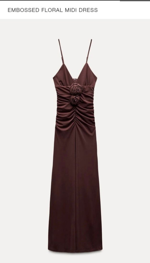 Zara etiketli bordo çiçek figürlü elbise - Görsel 2