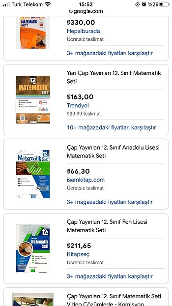 Beden Çap Matematik Seti 12.Sınıf