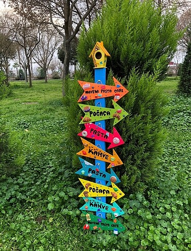 Ahşap Tabela Yön Oku Bahçe Oku Dekoratif Ok Bahçe Tabelası