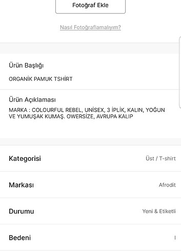 Afrodit ORGANİK PAMUK TSHİRT