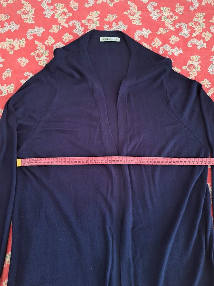 Uzun Kollu Lacivert Çizgili Kadın Hırka - Görsel 3