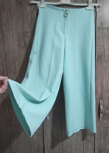 Turkuaz Drapeli Kadın Kumaş Pantolon - Görsel 2