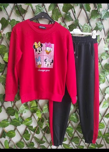 Kırmızı Baskılı Uzun Kollu Kadın eşofman Takımı - Görsel 4