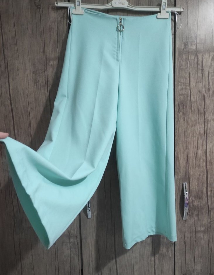 Turkuaz Kadın Uzun Kumaş Pantolon - Görsel 3