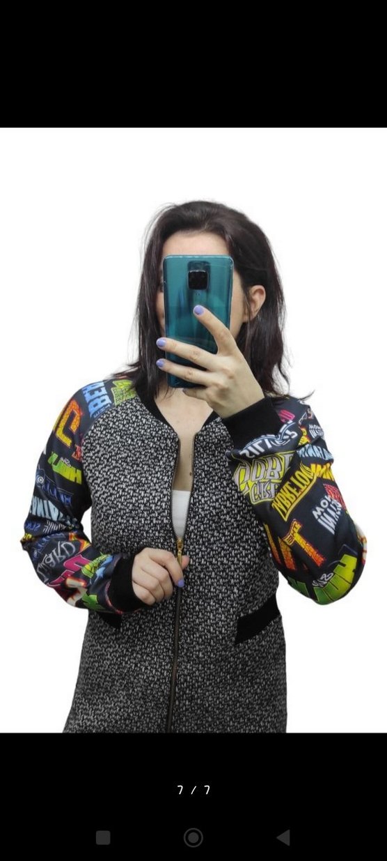 Renkli Desenli Kapüşonlu Uzun Kadın Ceket - Görsel 4