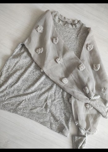 Gri Triko Kadın Uzun Kollu Kazak - Görsel 2