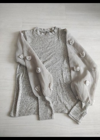 Gri Triko Kadın Uzun Kollu Kazak - Görsel 4