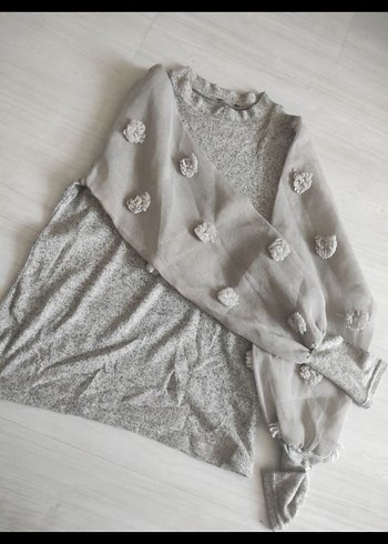 Gri Triko Kadın Uzun Kollu Kazak - Görsel 8