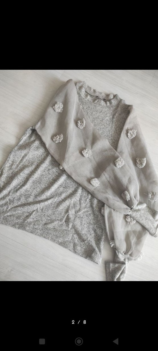 Gri Triko Kadın Uzun Kollu Kazak - Görsel 2