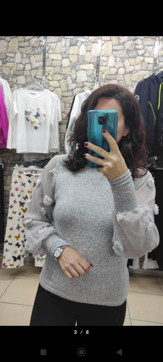 Gri Triko Kadın Uzun Kollu Kazak - Görsel 3