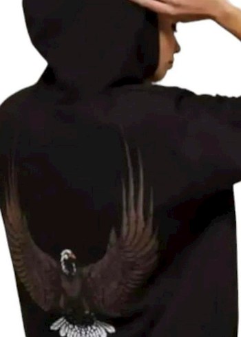 Siyah Kapüşonlu Oversize Sweatshirt - Görsel 2