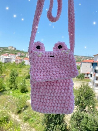 El yapımı kurbağa telefon çantası