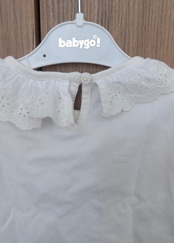 18-24 Ay Beden Kız Çocuk Beyaz Pamuklu Dantelli Bluz