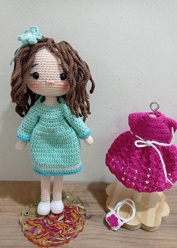 Pembe Örgü Bebek Oyuncak Elissa bebek - Görsel 6