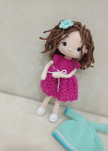 Pembe Örgü Bebek Oyuncak Elissa bebek - Görsel 3