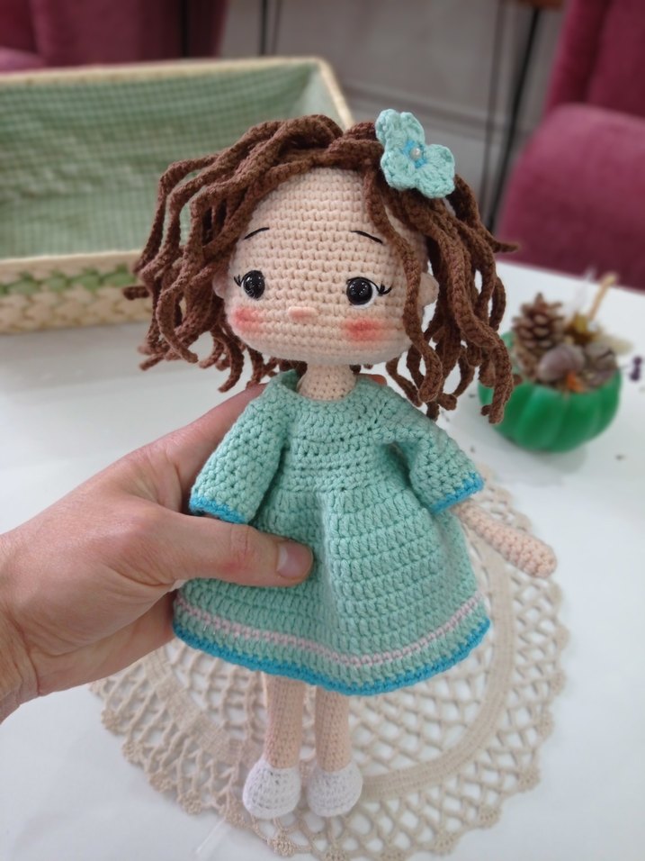 Pembe Örgü Bebek Oyuncak Elissa bebek - Görsel 2