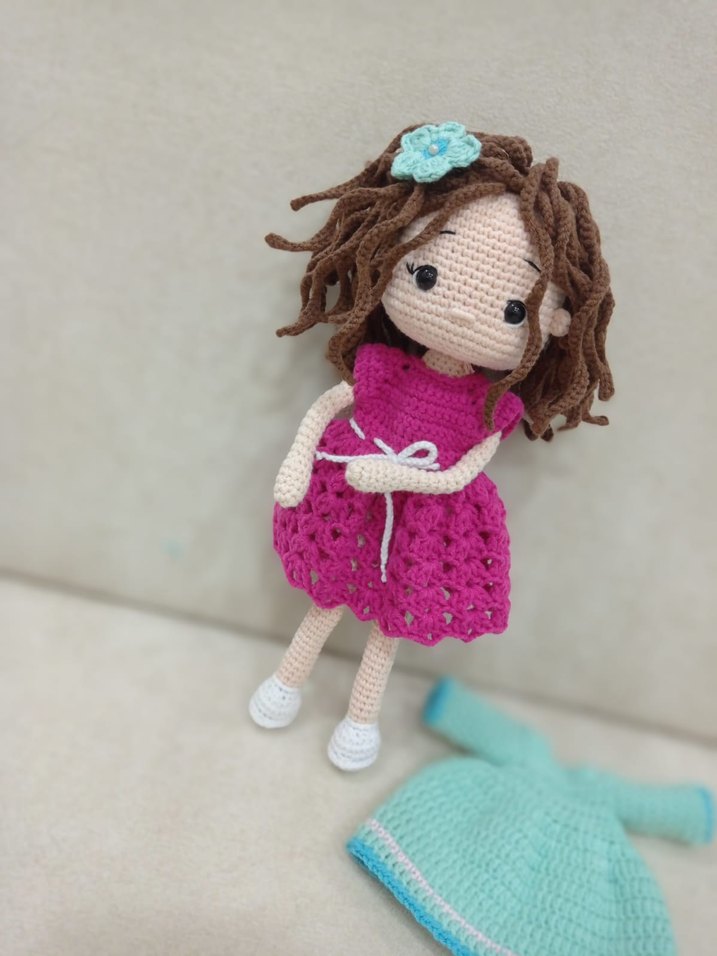 Pembe Örgü Bebek Oyuncak Elissa bebek - Görsel 3