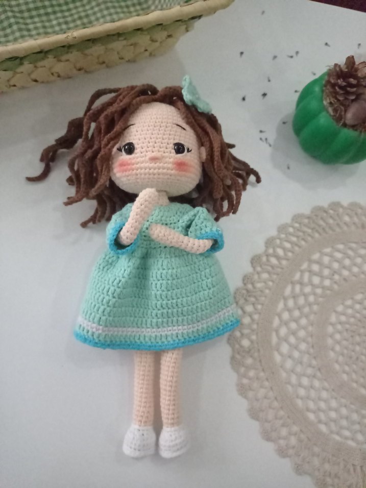 Pembe Örgü Bebek Oyuncak Elissa bebek - Görsel 5