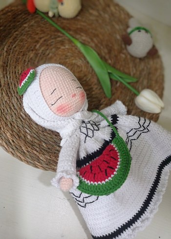 Beyaz Örgü Elbise Bebek Filistin bebek 28/30 cm arası - Görsel 2