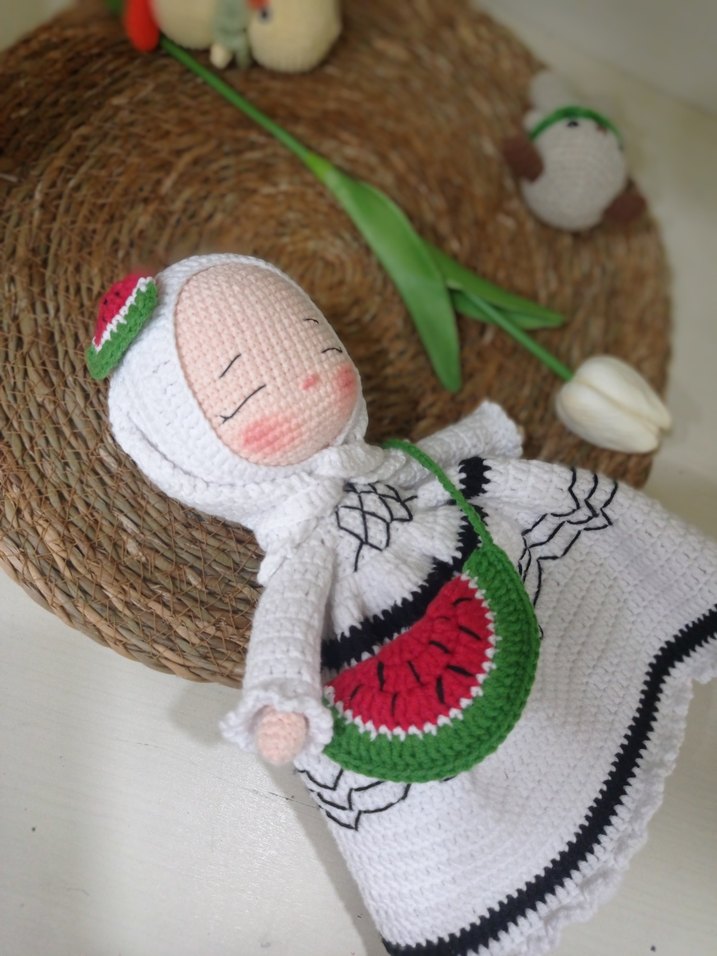 Beyaz Örgü Elbise Bebek Filistin bebek 28/30 cm arası - Görsel 2