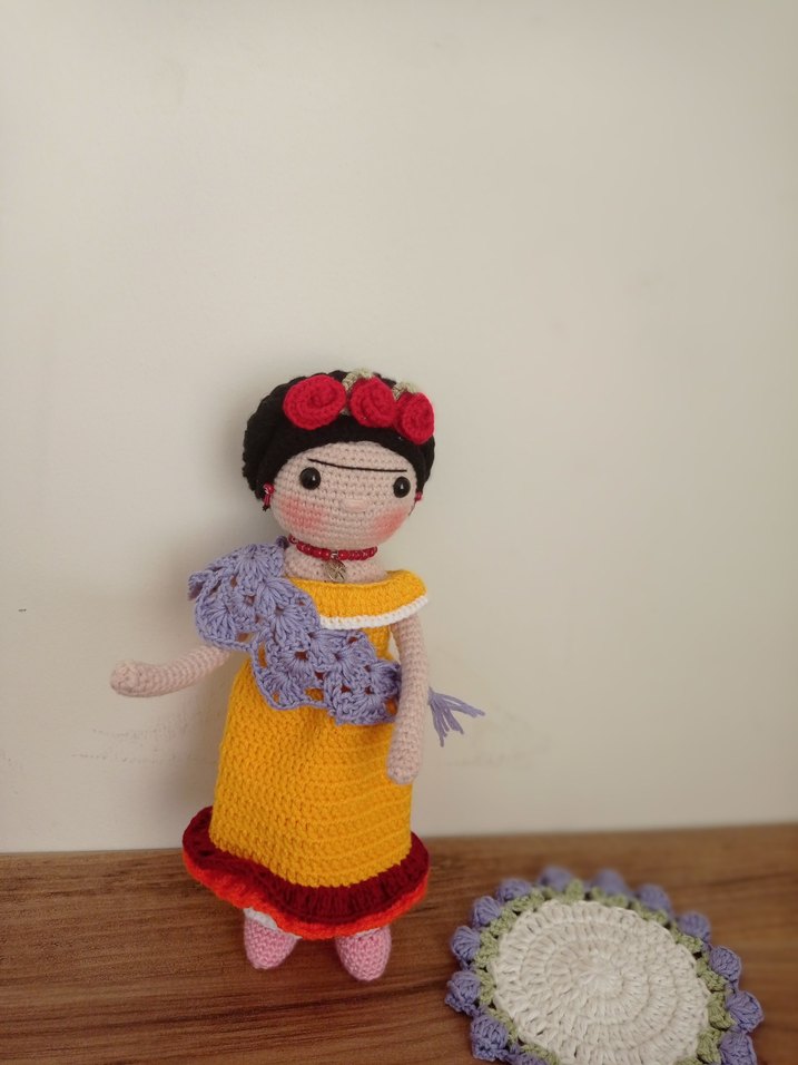 Renkli Sarı El Örgüsü Bebek - Görsel 2