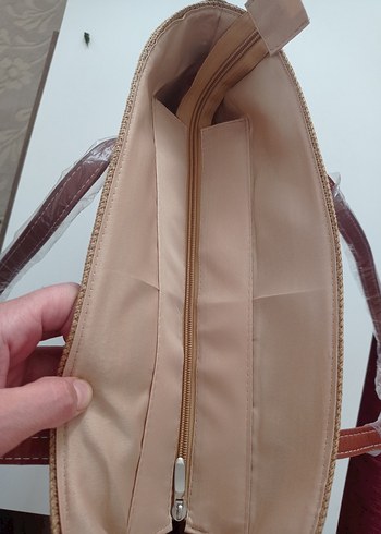 Zara Örgü Kahverengi Çizgili Kadın Çanta