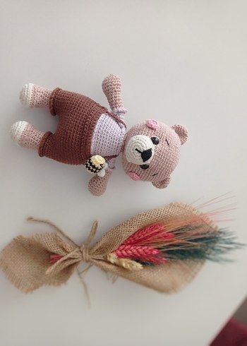 El Yapımı Kahverengi Gri Peluş Ayıcık amigurumi - Görsel 3