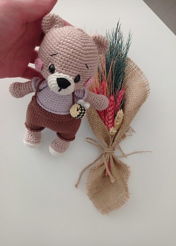 El Yapımı Kahverengi Gri Peluş Ayıcık amigurumi - Görsel 2