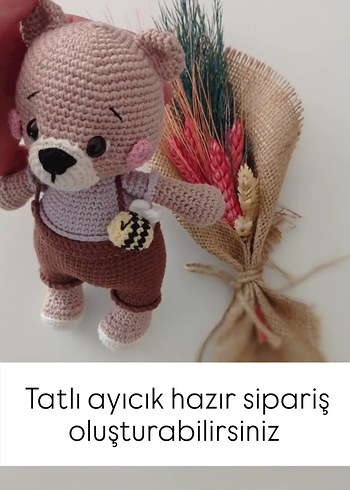 El Yapımı Kahverengi Gri Peluş Ayıcık amigurumi