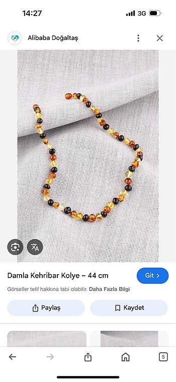 Kehribar kolye